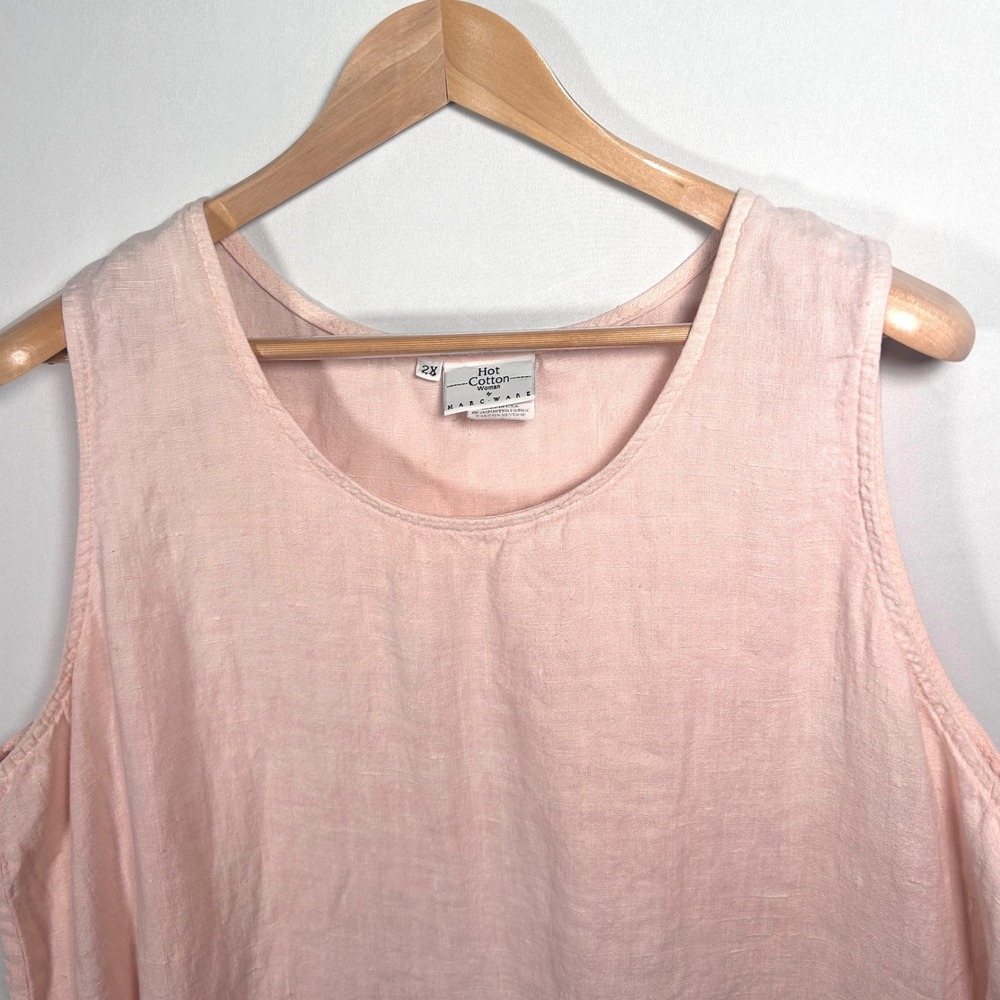 Hot Cotton Sleeveless Top Women's 100% Linen Coastal Relaxed Luxury Pink‎ 2X EUC - Picture 5 of 6
